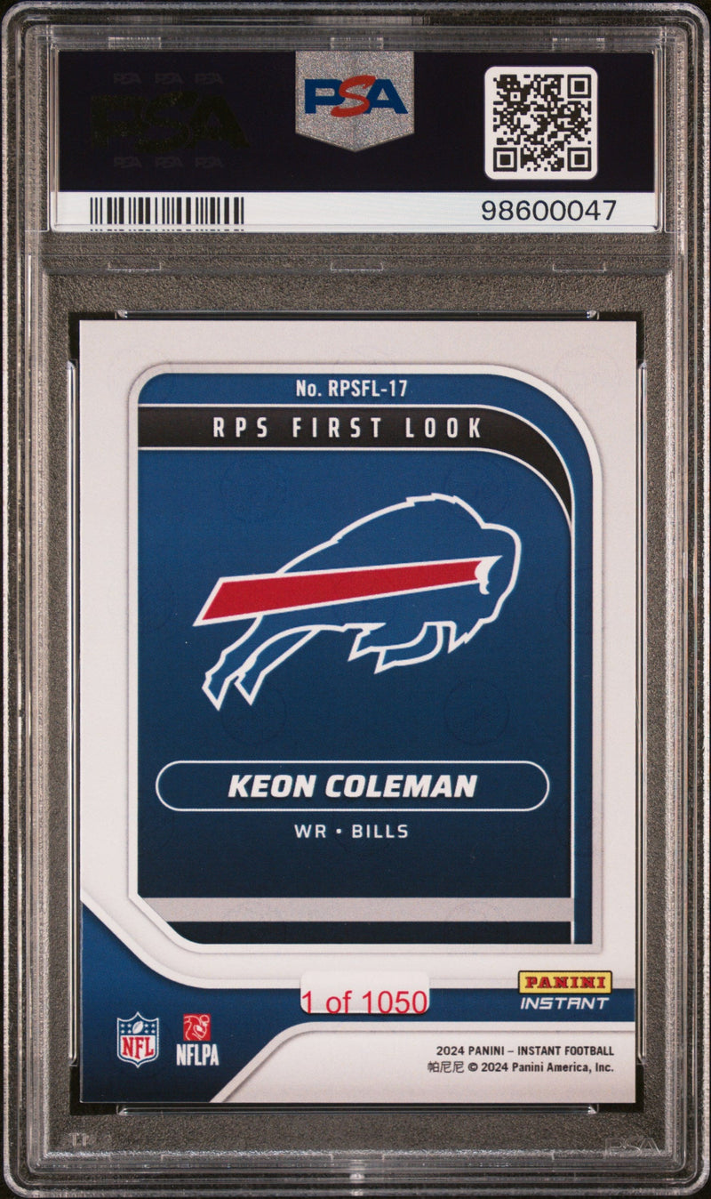 Graded 2024 Panini Instant NFL Keon Coleman #RPSFL17 RPS First Look Rookie RC Football Card PSA 8 Near Mint
