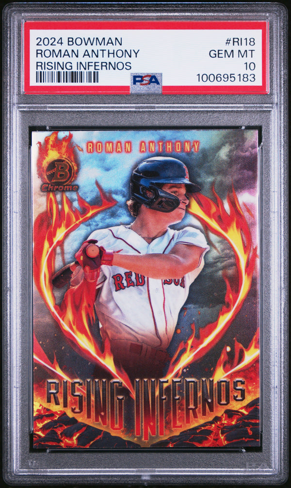 Graded 2024 Topps Bowman Roman Anthony #RI18 Rising Infernos Rookie RC Baseball Card PSA 10 Gem Mint