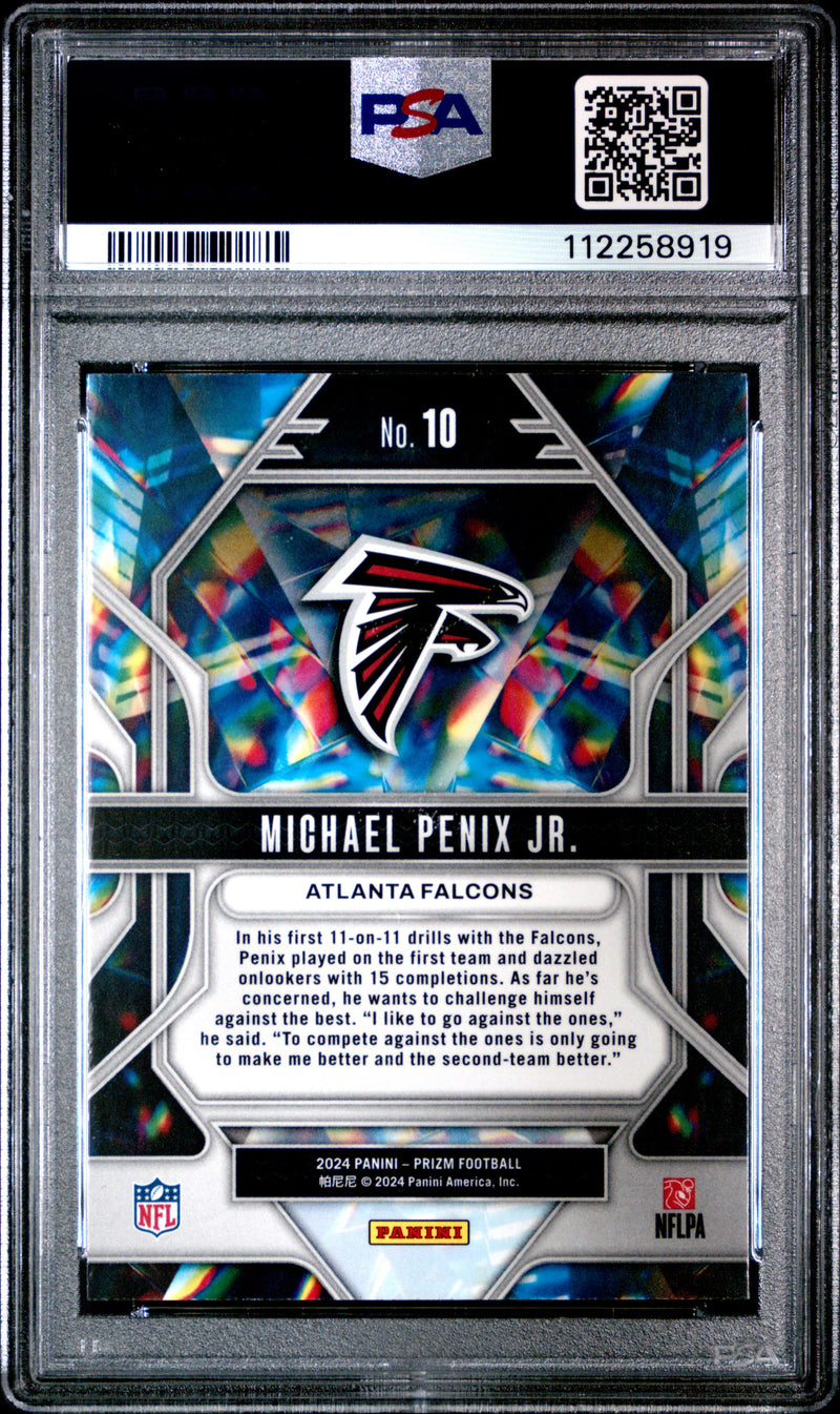 Graded 2024 Panini Prizm Michael Penix Jr #10 Prizmatic Rookie RC Football Card PSA 10 Gem Mint