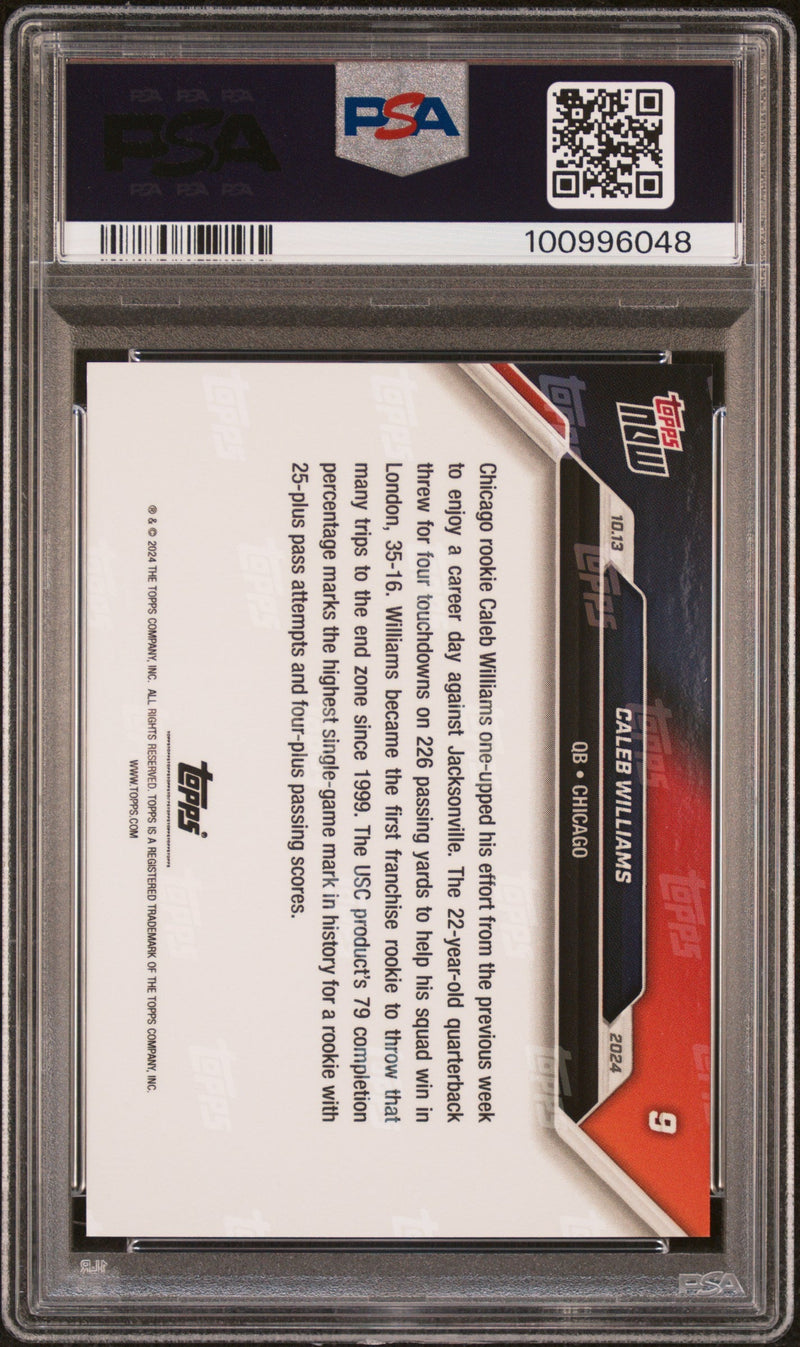 Graded 2024 Topps Now Caleb Williams #9 Rookie RC Football Card PSA 10 Gem Mint