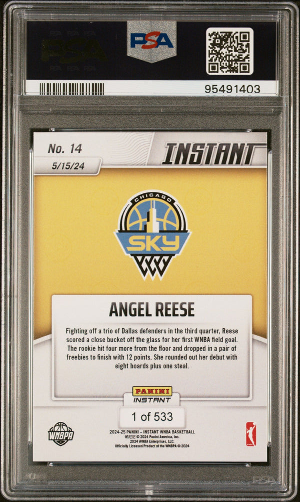 Graded 2024 Panini Instant WNBA Angel Reese #14 Rookie RC Basketball Card PSA 8 Near Mint