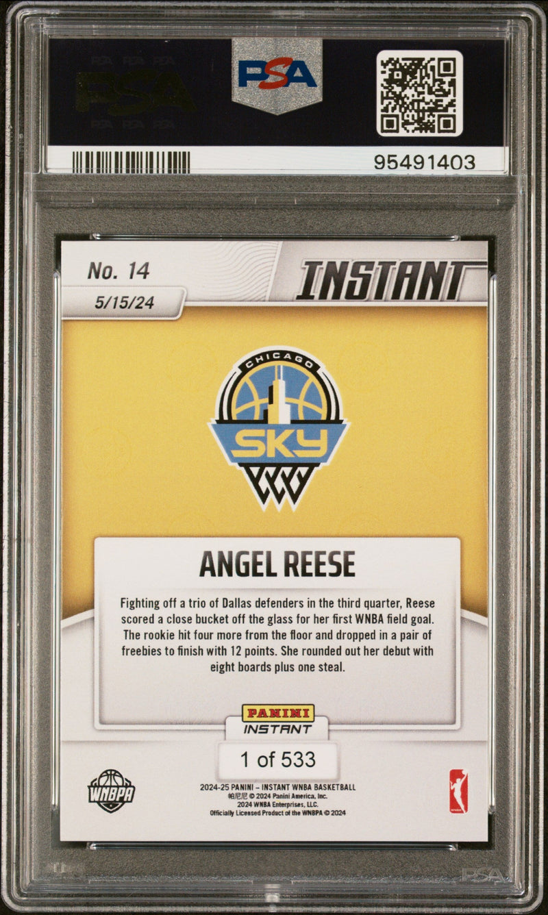Graded 2024 Panini Instant WNBA Angel Reese #14 Rookie RC Basketball Card PSA 8 Near Mint