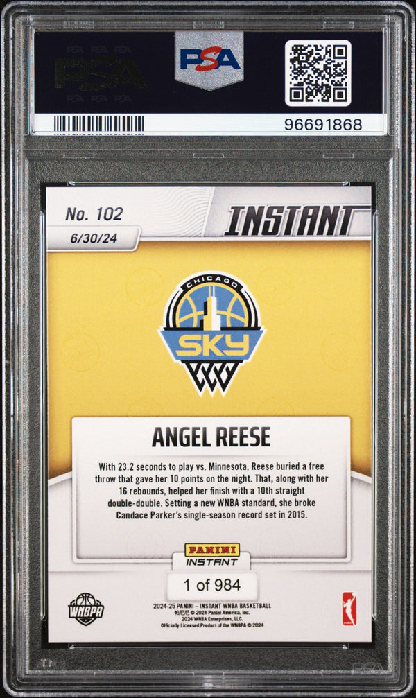 Graded 2024 Panini Instant WNBA Angel Reese #102 Rookie RC Basketball Card PSA 8 Near Mint