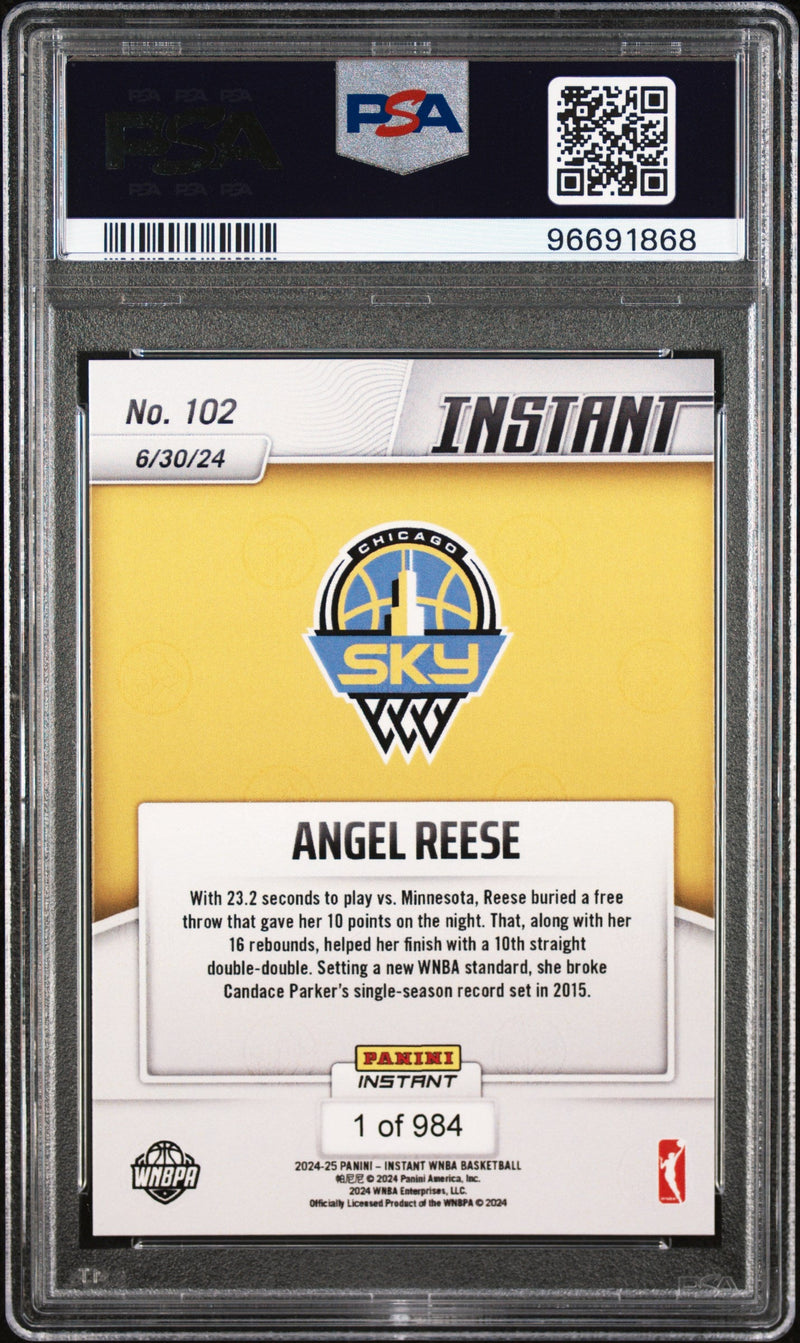 Graded 2024 Panini Instant WNBA Angel Reese #102 Rookie RC Basketball Card PSA 8 Near Mint
