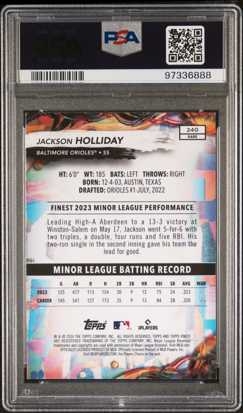 Graded 2024 Topps Finest Jackson Holliday #240 Rookie RC Baseball Card PSA 10 Gem Mint