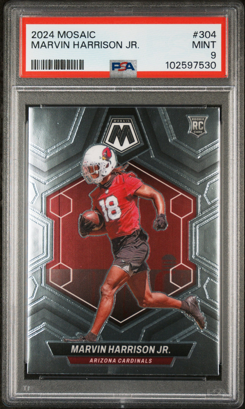 Graded 2024 Panini Mosaic Marvin Harrison Jr #304 Rookie RC Football Card PSA 9 Mint