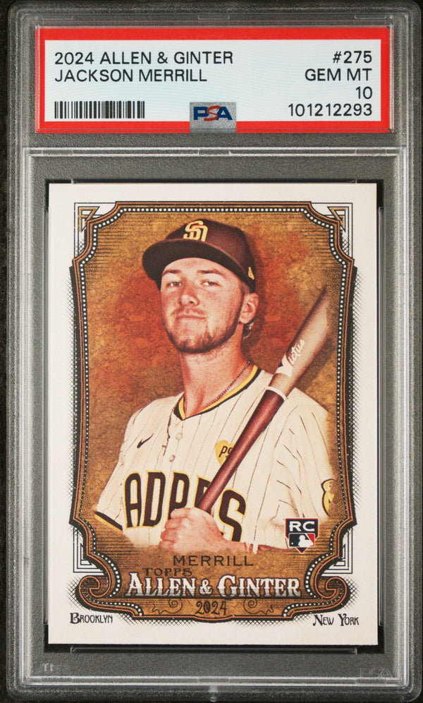 Graded 2024 Topps Allen & Ginter Jackson Merrill #275 Rookie RC Baseball Card PSA 10 Gem Mint