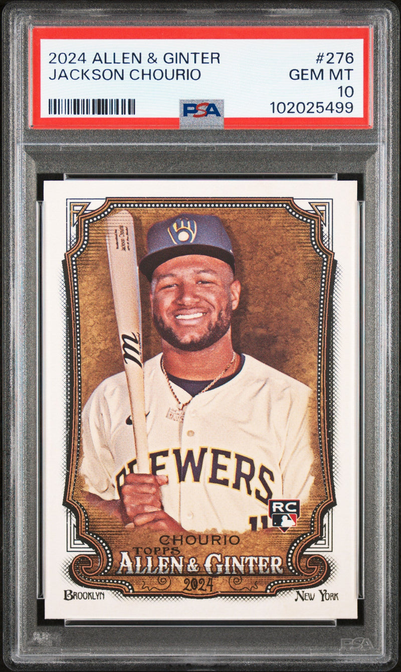 Graded 2024 Topps Allen & Ginter Jackson Chourio #276 Rookie RC Baseball Card PSA 10 Gem Mint