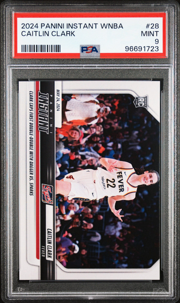 Graded 2024 Panini Instant WNBA Caitlin Clark #28 Rookie RC Basketball Card PSA 9 Mint