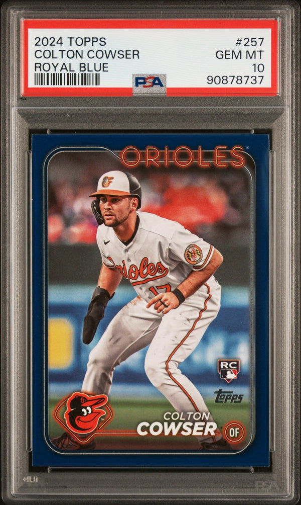 Graded 2024 Topps Colton Cowser #257 Royal Blue Rookie RC Baseball Card PSA 10 Gem Mint