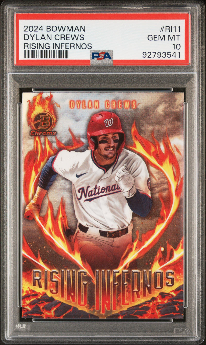 Graded 2024 Topps Bowman Dylan Crews #RI11 Rising Infernos Rookie RC Baseball Card PSA 10 Gem Mint