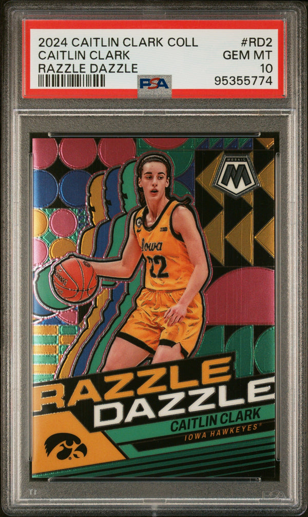 Graded 2024 Panini Caitlin Clark Collection Caitlin Clark #RD2 Razzle Dazzle Rookie RC Basketball Card PSA 10 Gem Mint