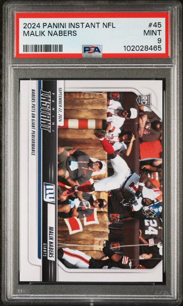 Graded 2024 Panini Instant NFL Malik Nabers #45 Rookie RC Football Card PSA 9 Mint