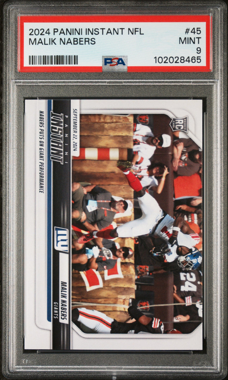 Graded 2024 Panini Instant NFL Malik Nabers #45 Rookie RC Football Card PSA 9 Mint