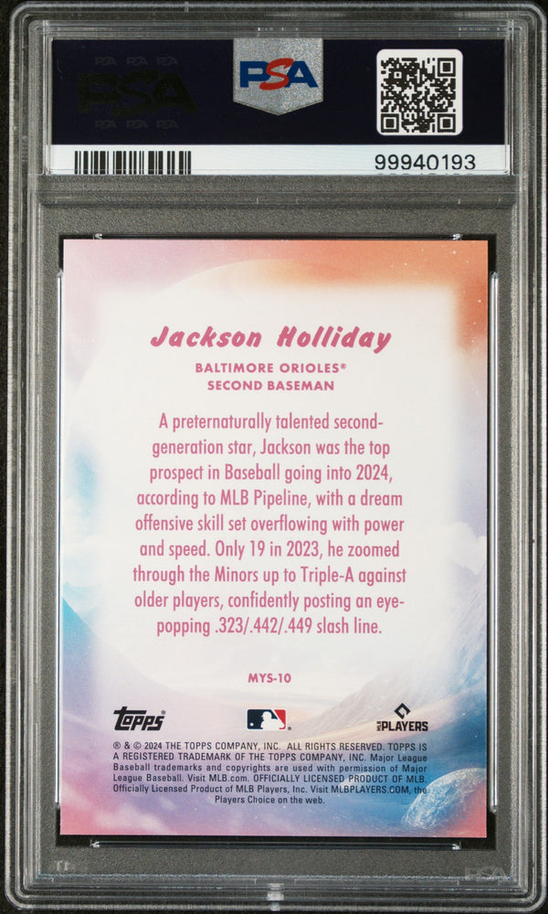 Graded 2024 Topps Update Jackson Holliday #MYS10 Mystical Rookie RC Baseball Card PSA 10 Gem Mint