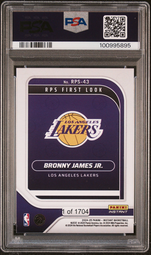Graded 2024 Panini Instant NBA Bronny James #43 RPS First Look Rookie RC Basketball Card PSA 9 Mint