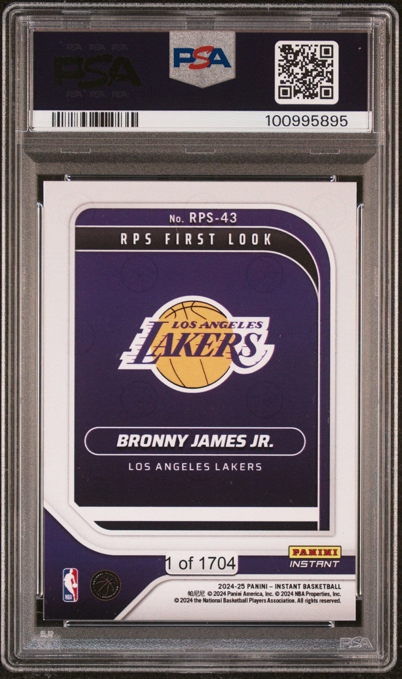 Graded 2024 Panini Instant NBA Bronny James #43 RPS First Look Rookie RC Basketball Card PSA 9 Mint