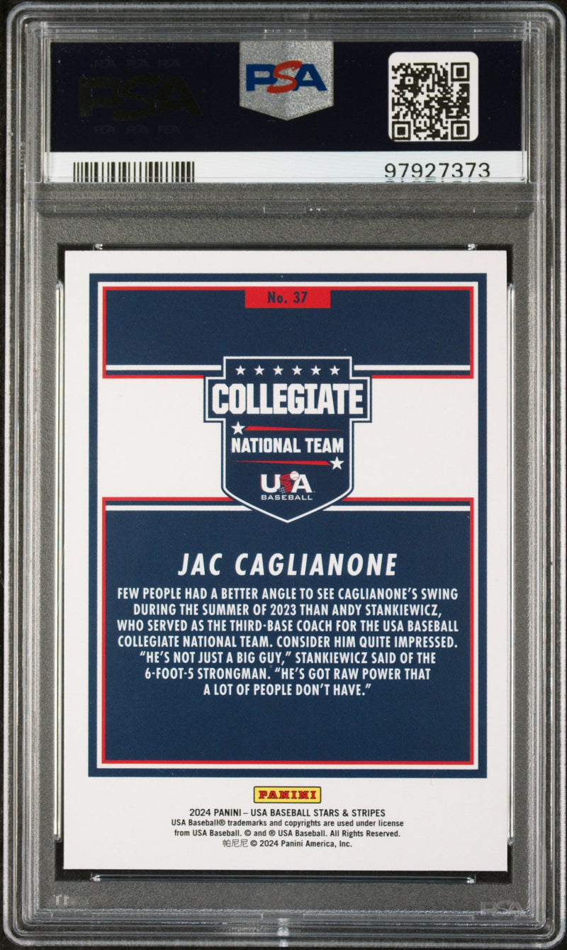 Graded 2024 Panini Stars & Stripes USA Jac Caglianone #37 Rookie RC Baseball Card PSA 9 Mint