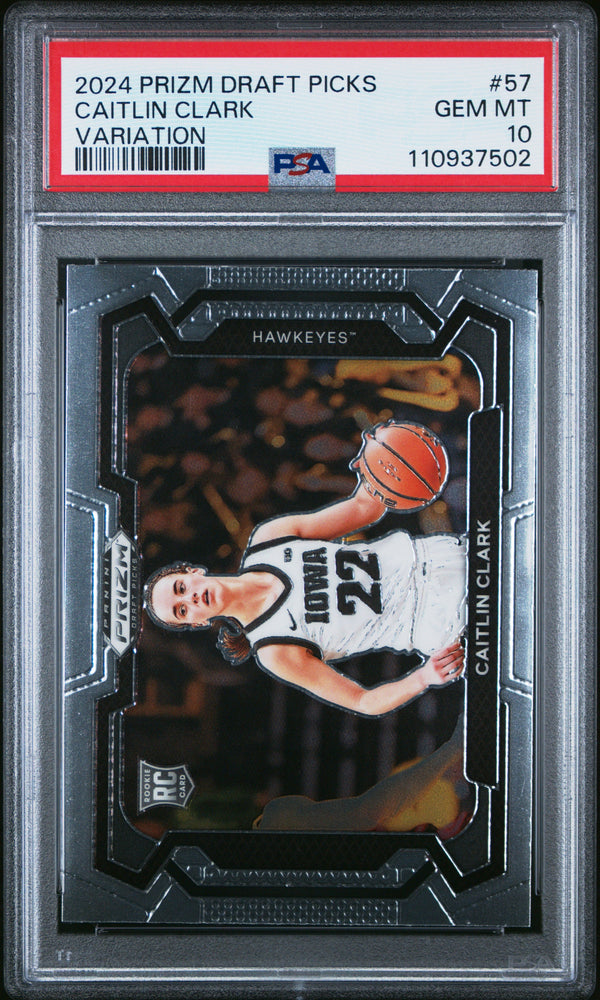 Graded 2024 Panini Prizm Draft Picks Caitlin Clark #57 Variation Rookie RC Basketball Card PSA 10 Gem Mint
