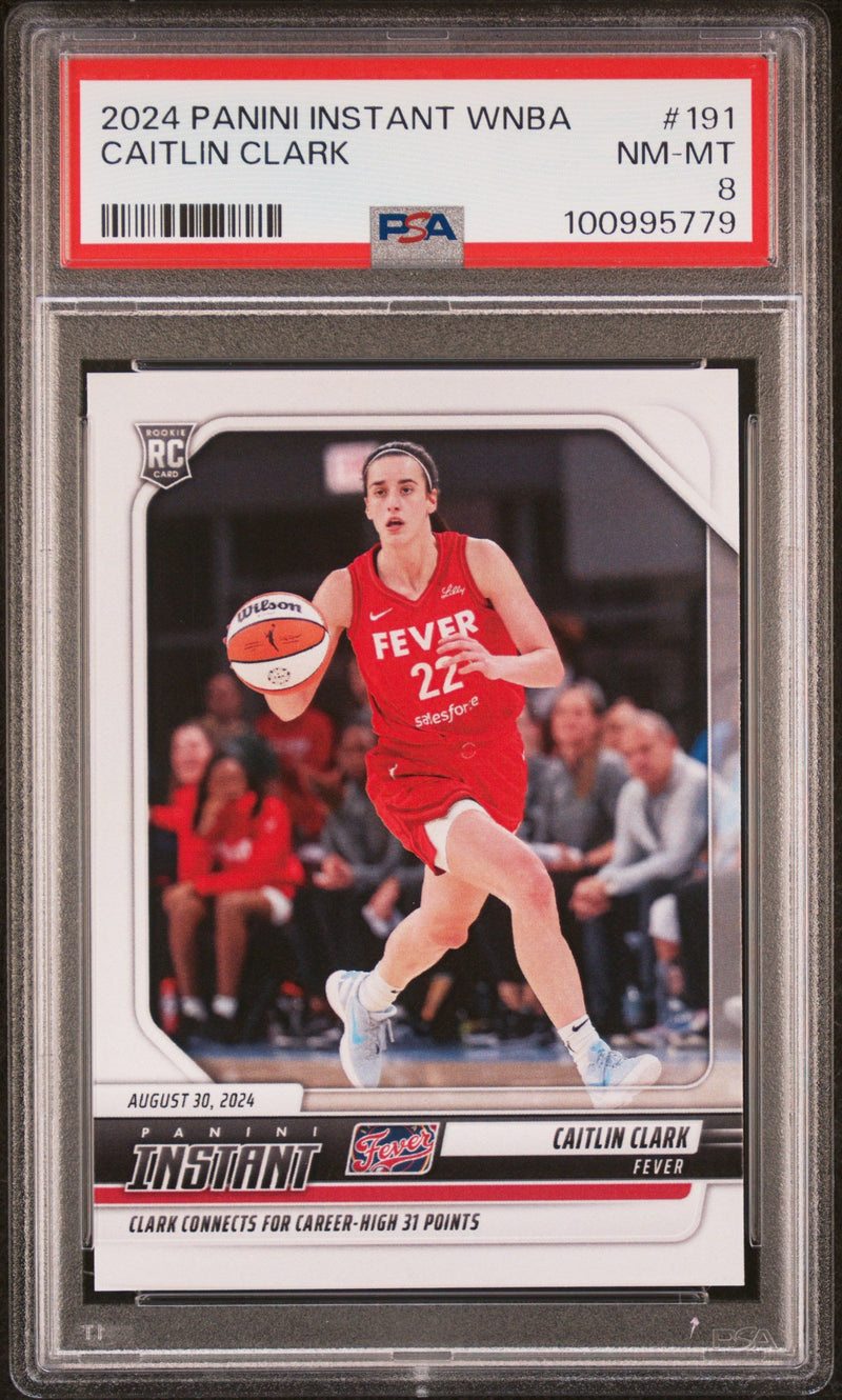 Graded 2024 Panini Instant WNBA Caitlin Clark #191 Rookie RC Basketball Card PSA 8 Near Mint