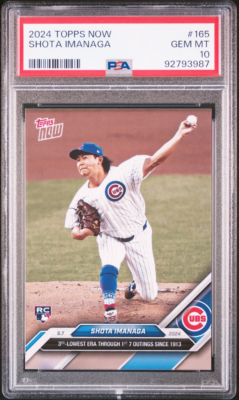 Graded 2024 Topps Now Shota Imanaga #165 Rookie RC Baseball Card PSA 10 Gem Mint