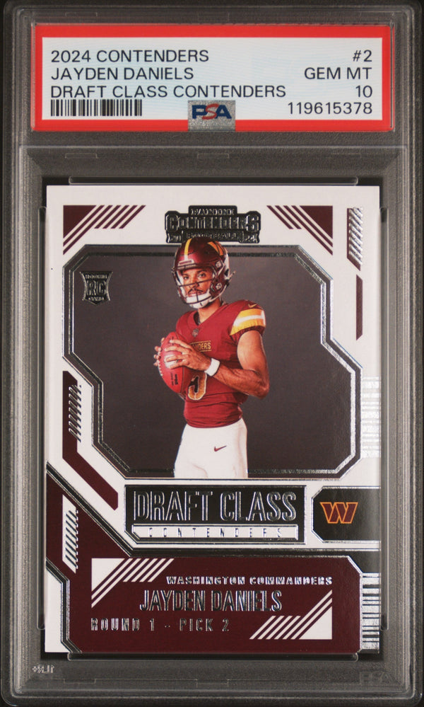 Graded 2024 Panini Contenders Jayden Daniels #2 Draft Class Contenders Rookie RC Football Card PSA 10 Gem Mint