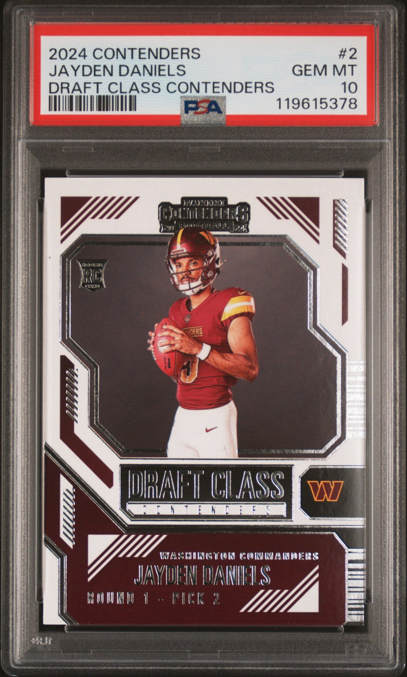 Graded 2024 Panini Contenders Jayden Daniels #2 Draft Class Contenders Rookie RC Football Card PSA 10 Gem Mint