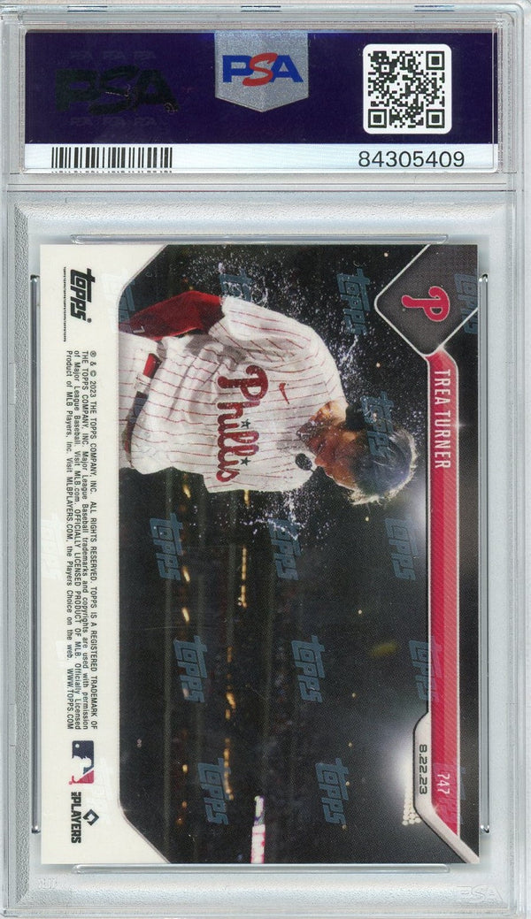 Graded 2023 Topps Now Trea Turner #747 Blue Baseball Card PSA 10 Gem Mint