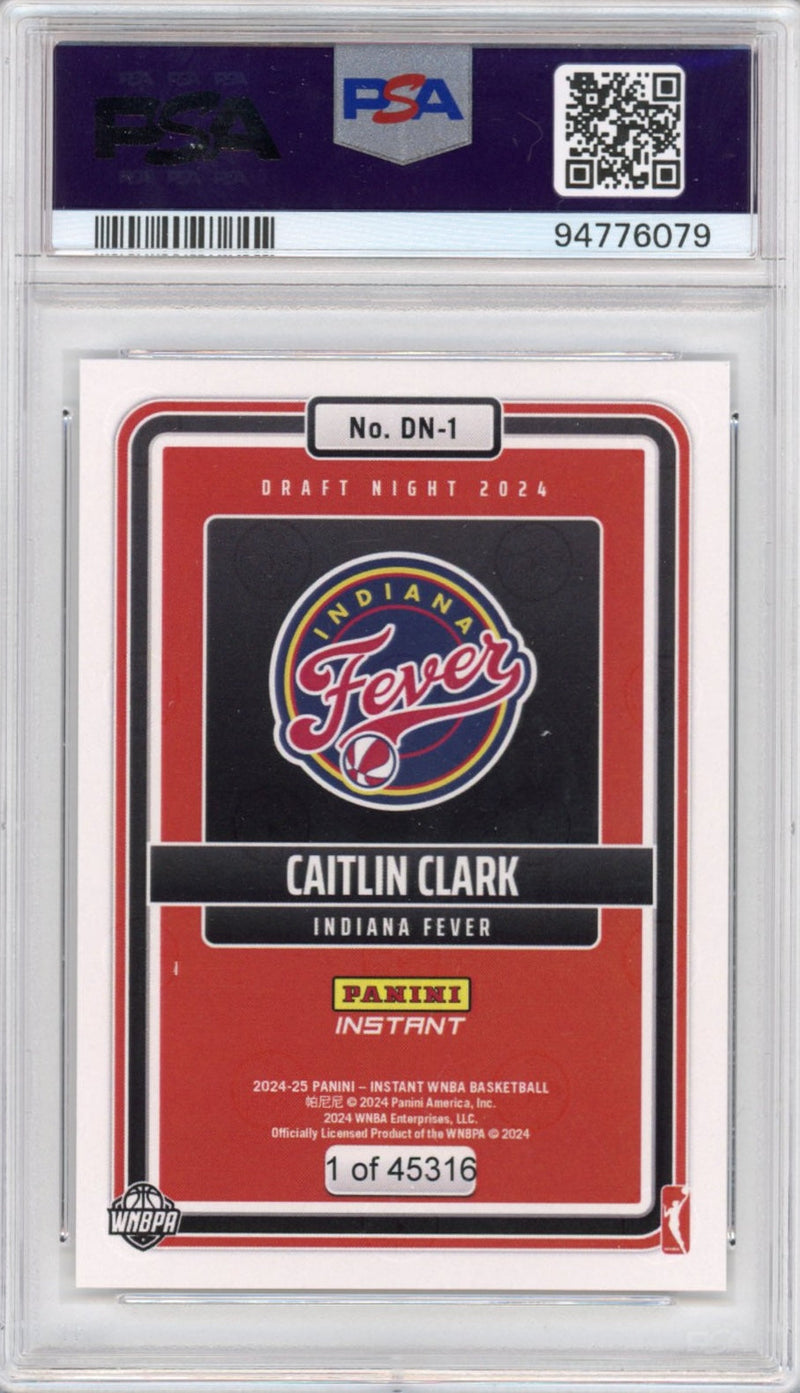 Graded 2024 Panini Instant WNBA Caitlin Clark #DN1 Draft Night Rookie RC Basketball Card PSA 10 Gem Mint
