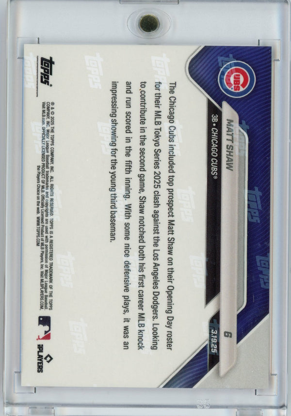2025 Topps Now Matt Shaw #6 Red Foil /5 Rookie RC Baseball Card