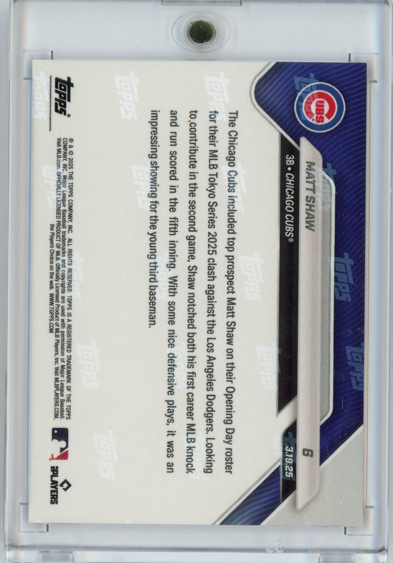2025 Topps Now Matt Shaw #6 Red Foil /5 Rookie RC Baseball Card