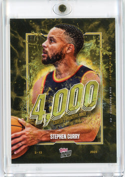 2025 Topps Now Steph Curry #13 Gold Foil /50 4,000 Career 3 Pointers Basketball Card