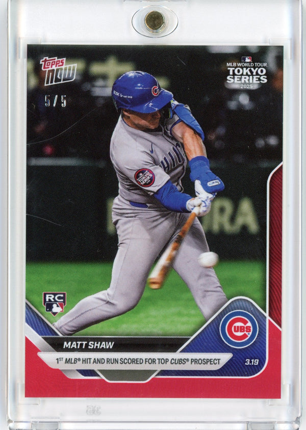 2025 Topps Now Matt Shaw #6 Red Foil /5 Rookie RC Baseball Card