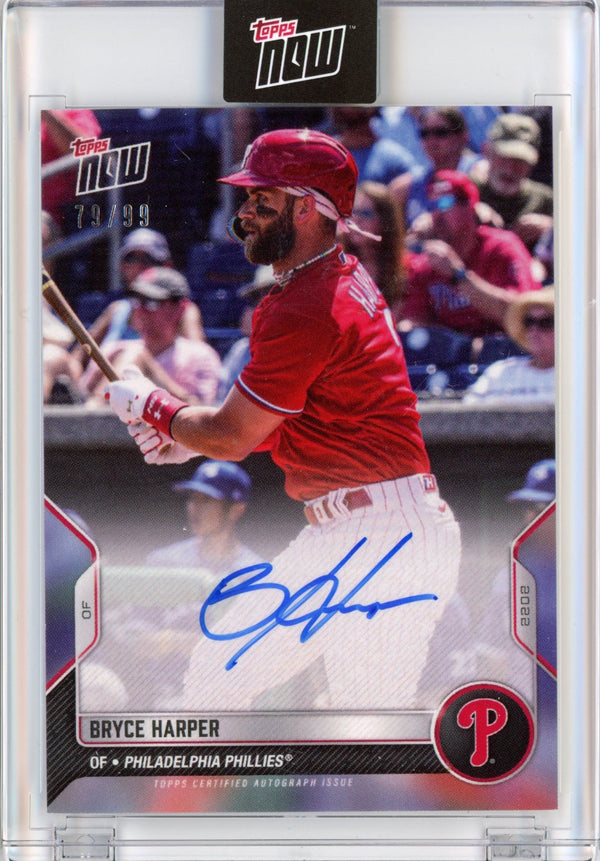 2022 Topps Now Road to Opening Day Bryce Harper #OD271A Auto /99 Baseball Card