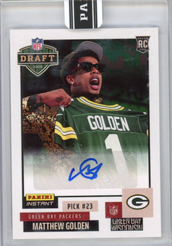 2025 Panini Instant NFL Matthew Golden #DN12 Draft Night Auto /99 Green Bay Packers Rookie RC Football Card