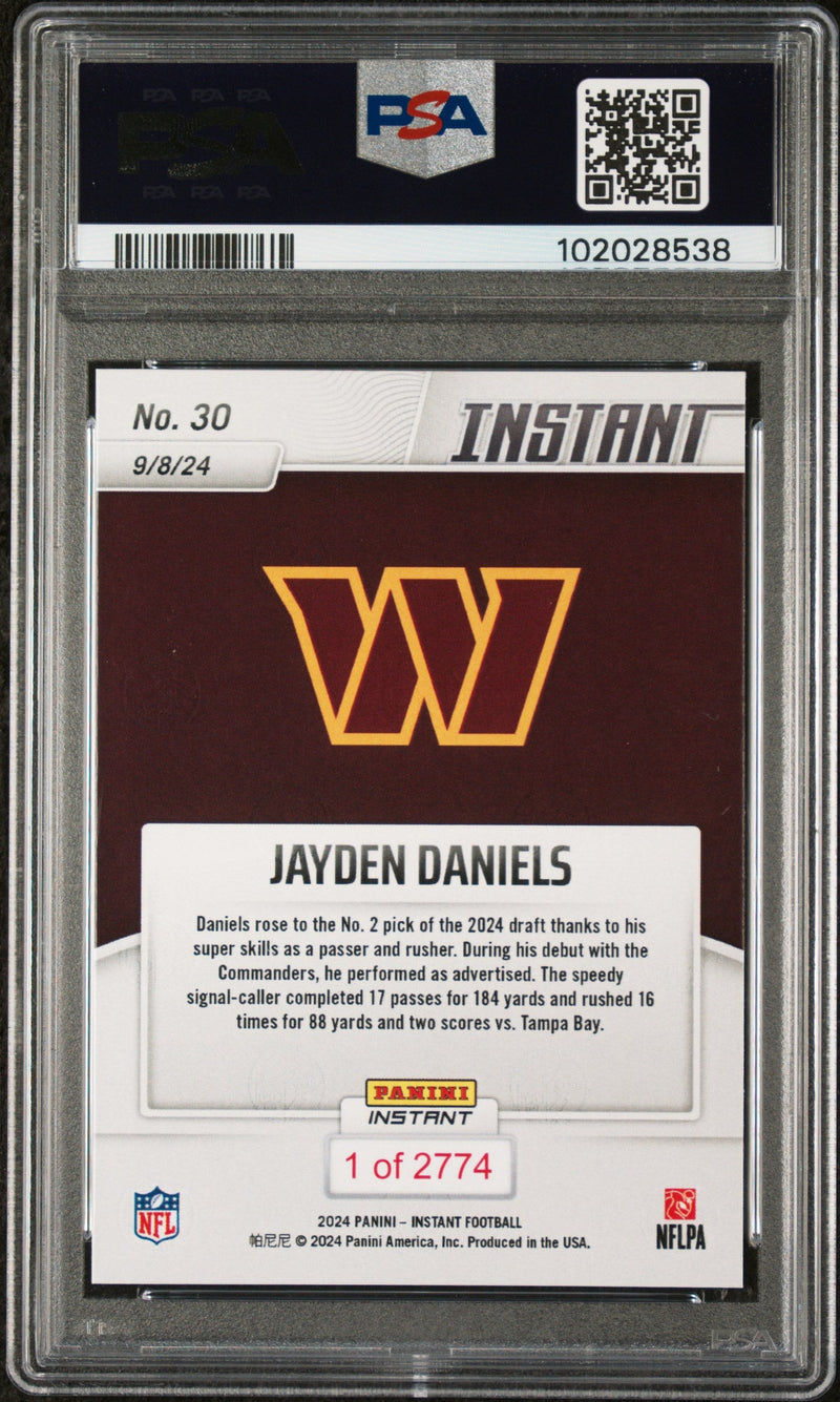 Graded 2024 Panini Instant NFL Jayden Daniels #30 Rookie RC Football Card PSA 10 Gem Mint