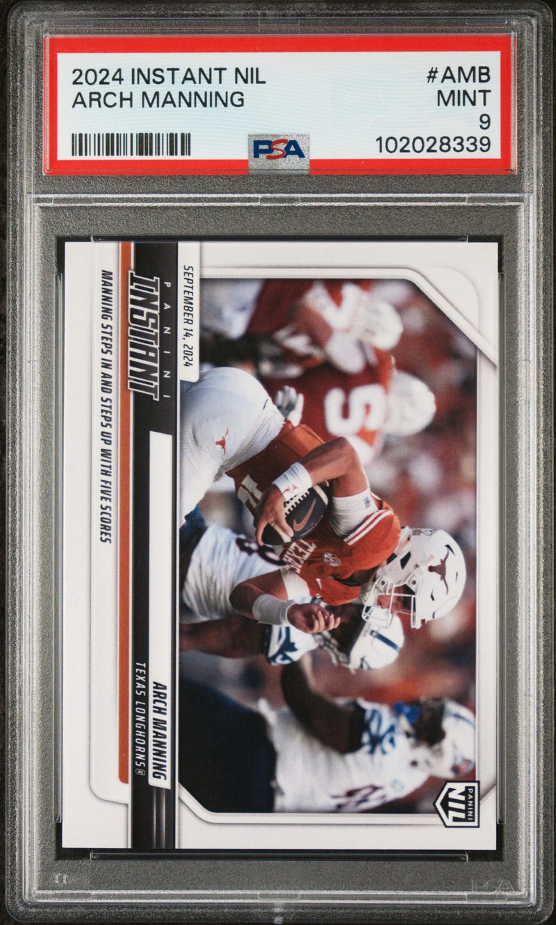 Graded 2024 Panini Instant NIL Arch Manning #AMB Rookie RC Football Card PSA 9 Mint