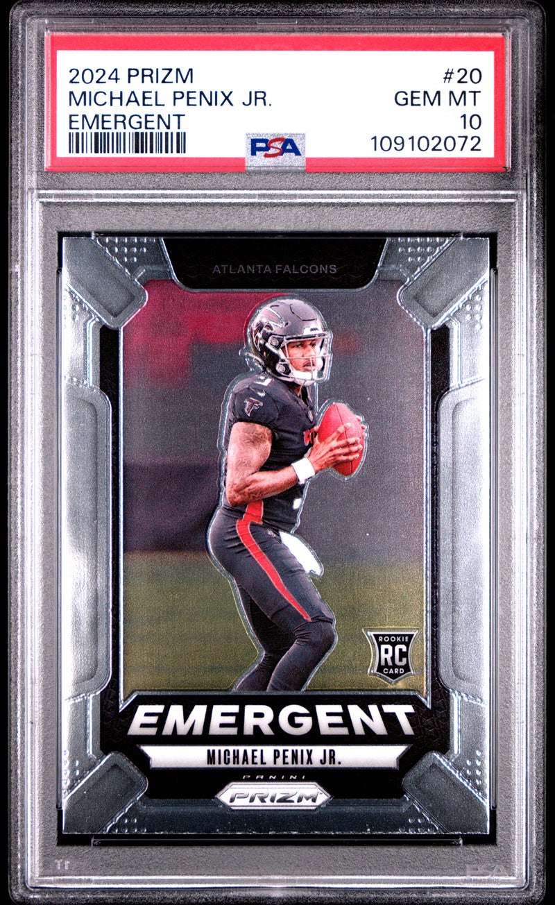Graded 2024 Panini Prizm Michael Penix Jr #20 Emergent Rookie RC Football Card PSA 10 Gem Mint