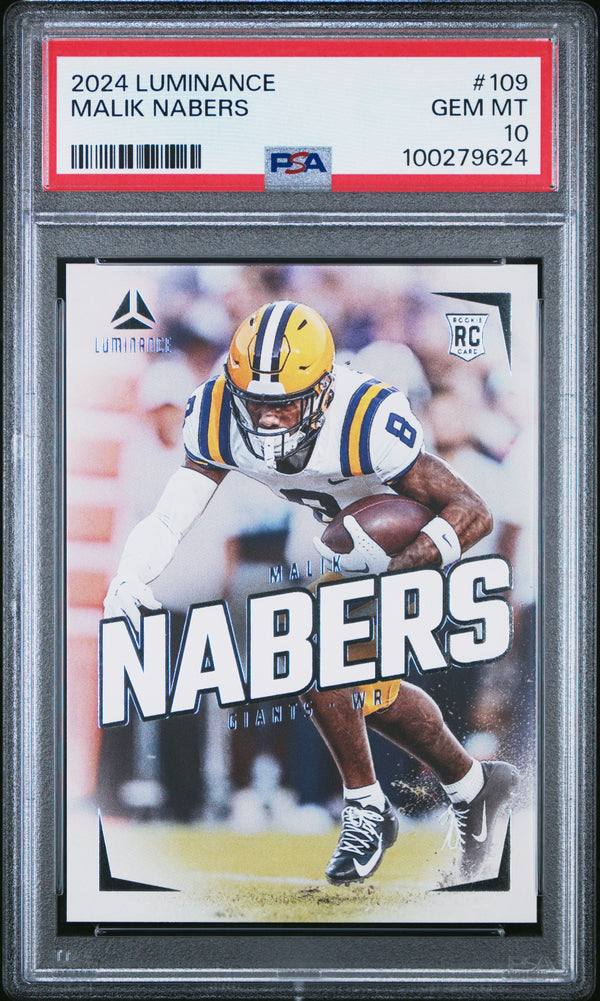 Graded 2024 Panini Luminance Malik Nabers #109 Rookie RC Football Card PSA 10 Gem Mint