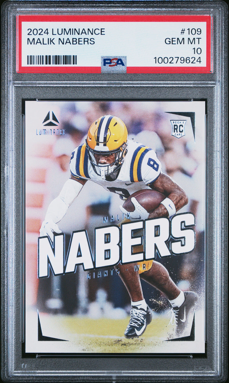 Graded 2024 Panini Luminance Malik Nabers #109 Rookie RC Football Card PSA 10 Gem Mint