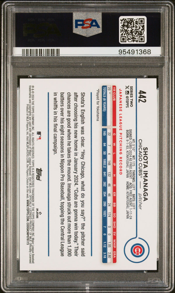 Graded 2024 Topps Shota Imanaga #442 Rookie RC Baseball Card PSA 9 Mint