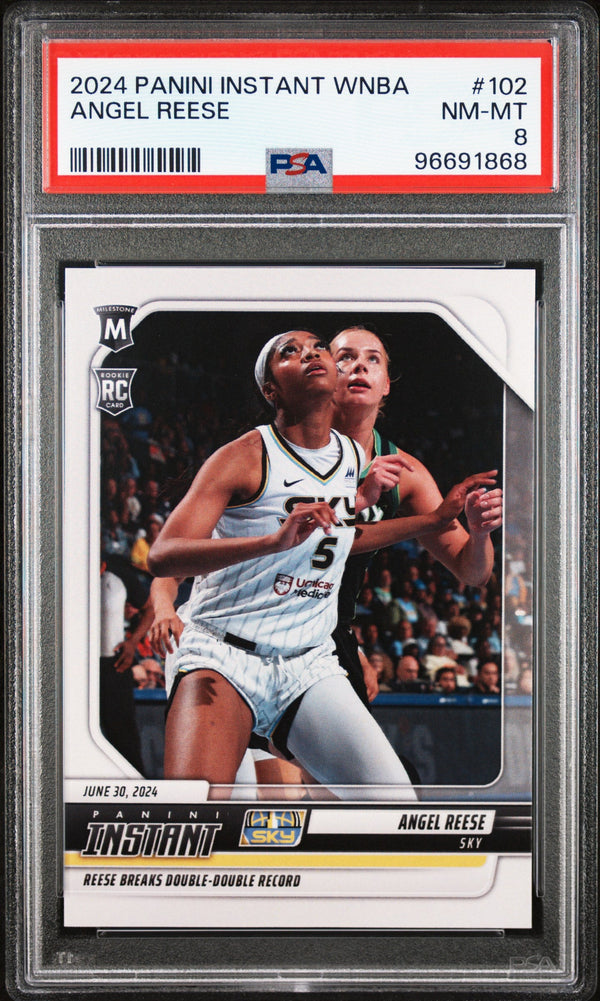 Graded 2024 Panini Instant WNBA Angel Reese #102 Rookie RC Basketball Card PSA 8 Near Mint