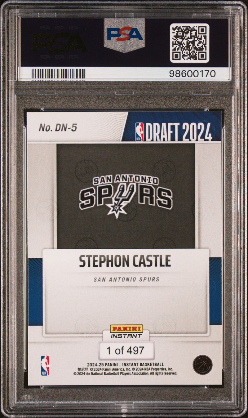 Graded 2024 Panini Instant NBA Stephon Castle #DN5 Draft Night Rookie RC Basketball Card PSA 9 Mint