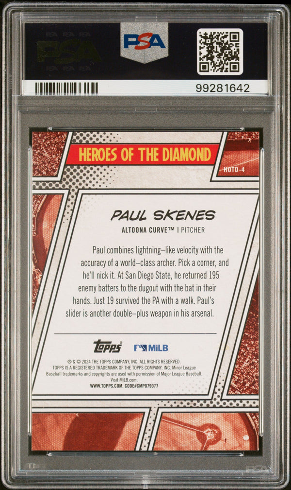 Graded 2024 Topps Pro Debut Paul Skenes #HOTD4 Heros of the Diamond Rookie RC Baseball Card PSA 10 Gem Mint