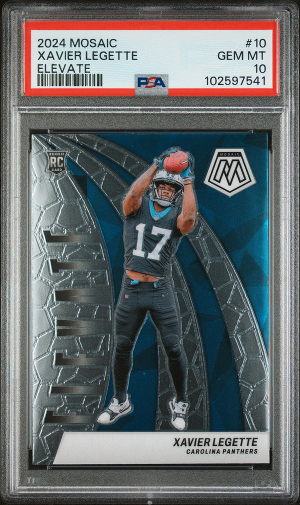 Graded 2024 Panini Mosaic Xavier Legette #10 Elevate Rookie RC Football Card PSA 10 Gem Mint