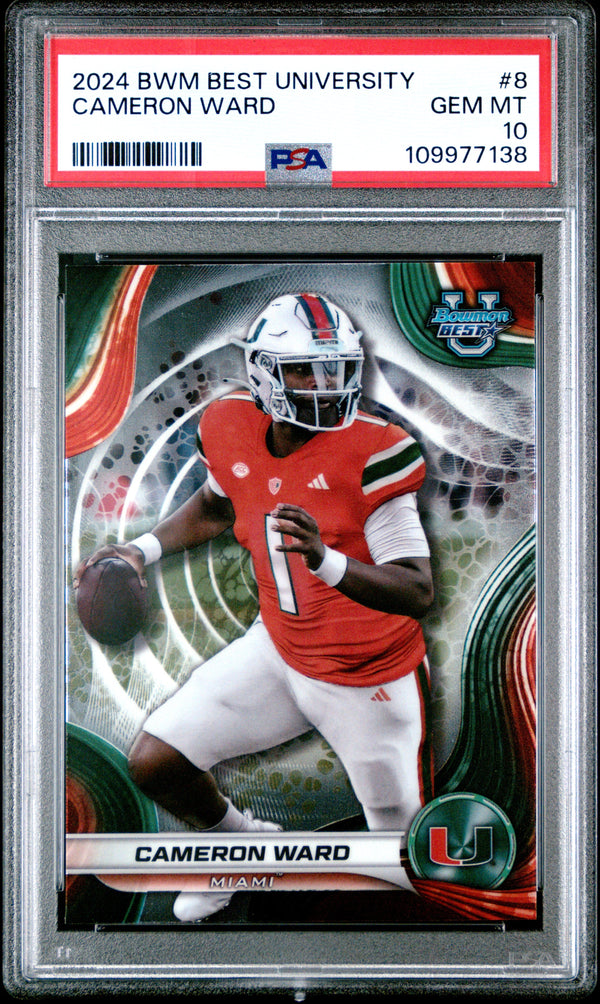 Graded 2024 Topps Bowman Best University Cam Ward #8 Rookie RC Football Card PSA 10 Gem Mint