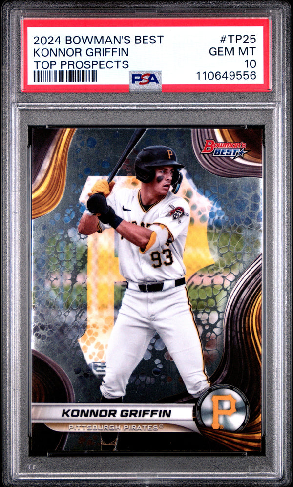Graded 2024 Topps Bowmans Best Konnor Griffin #TP25 Top Prospects Rookie RC Baseball Card PSA 10 Gem Mint