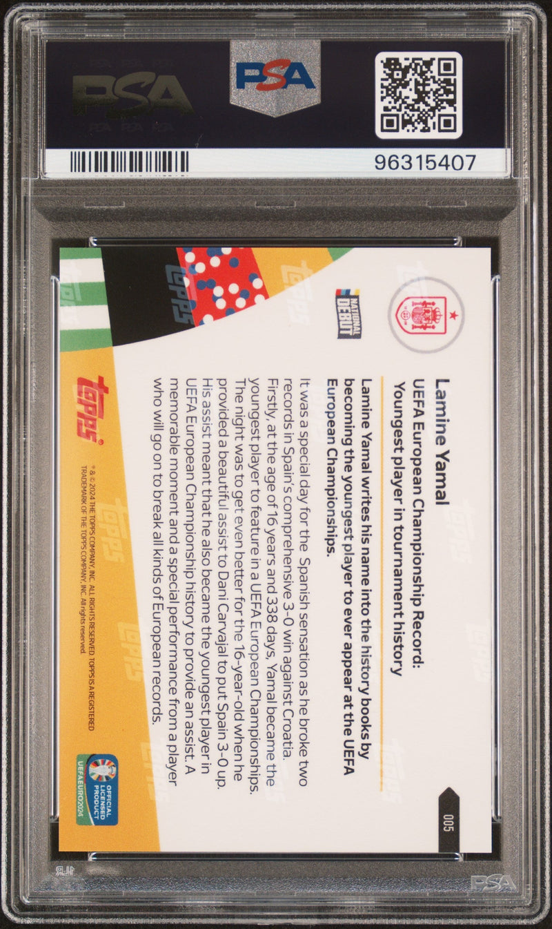 Graded 2024 Topps Now Lamine Yamal #5 Rookie RC Soccer Card PSA 10 Gem Mint