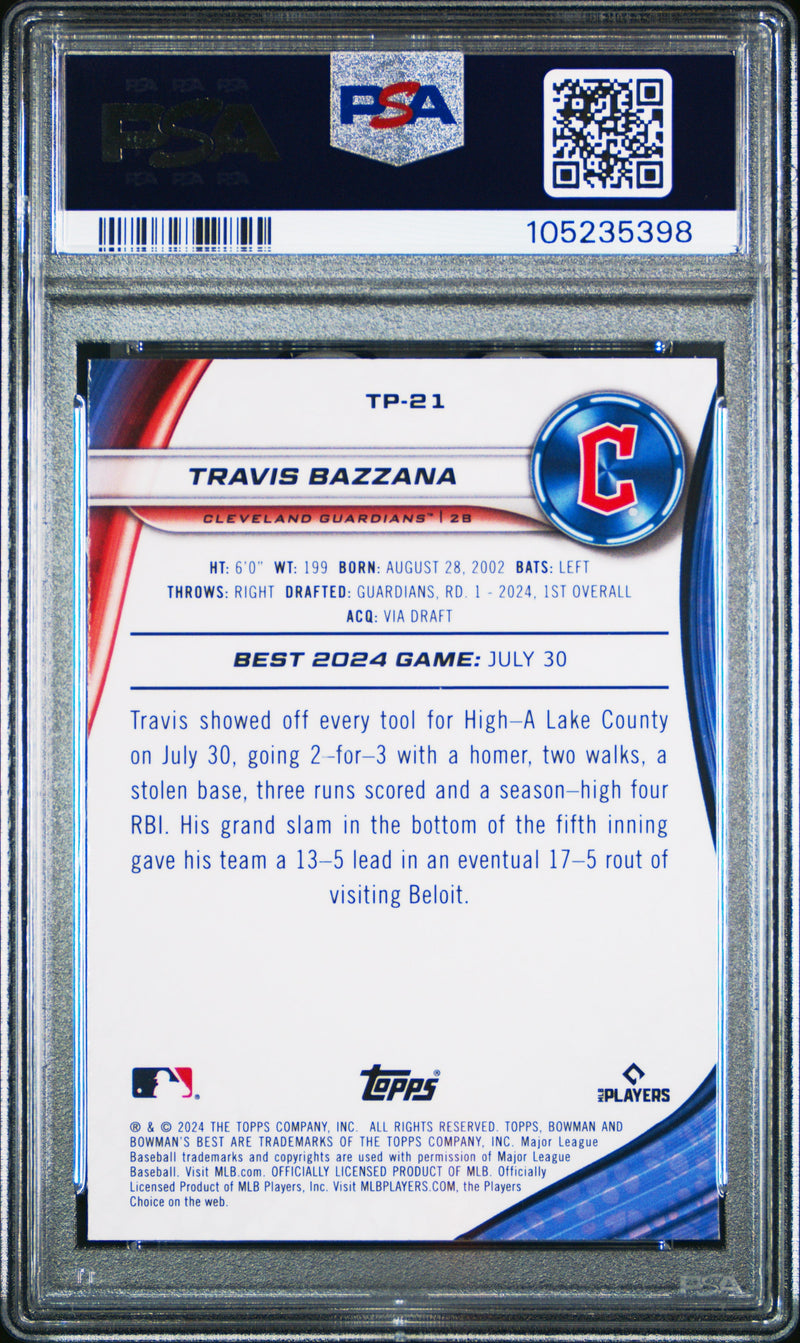 Graded 2024 Topps Bowmans Best Travis Bazzana #TP21 Top Prospects Wave Rookie RC Baseball Card PSA 10 Gem Mint