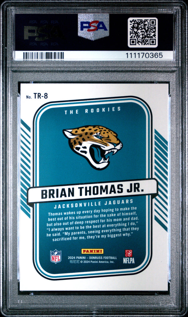 Graded 2024 Panini Donruss Brian Thomas Jr #TR8 The Rookies Rookie RC Football Card PSA 10 Gem Mint
